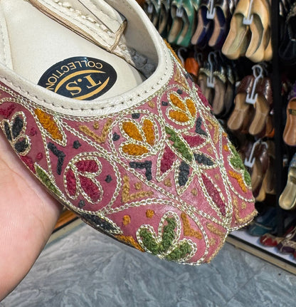 Pastel Bloom Embroidered Khussa