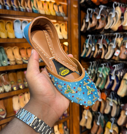 Sky Bloom Embroidered Khussa