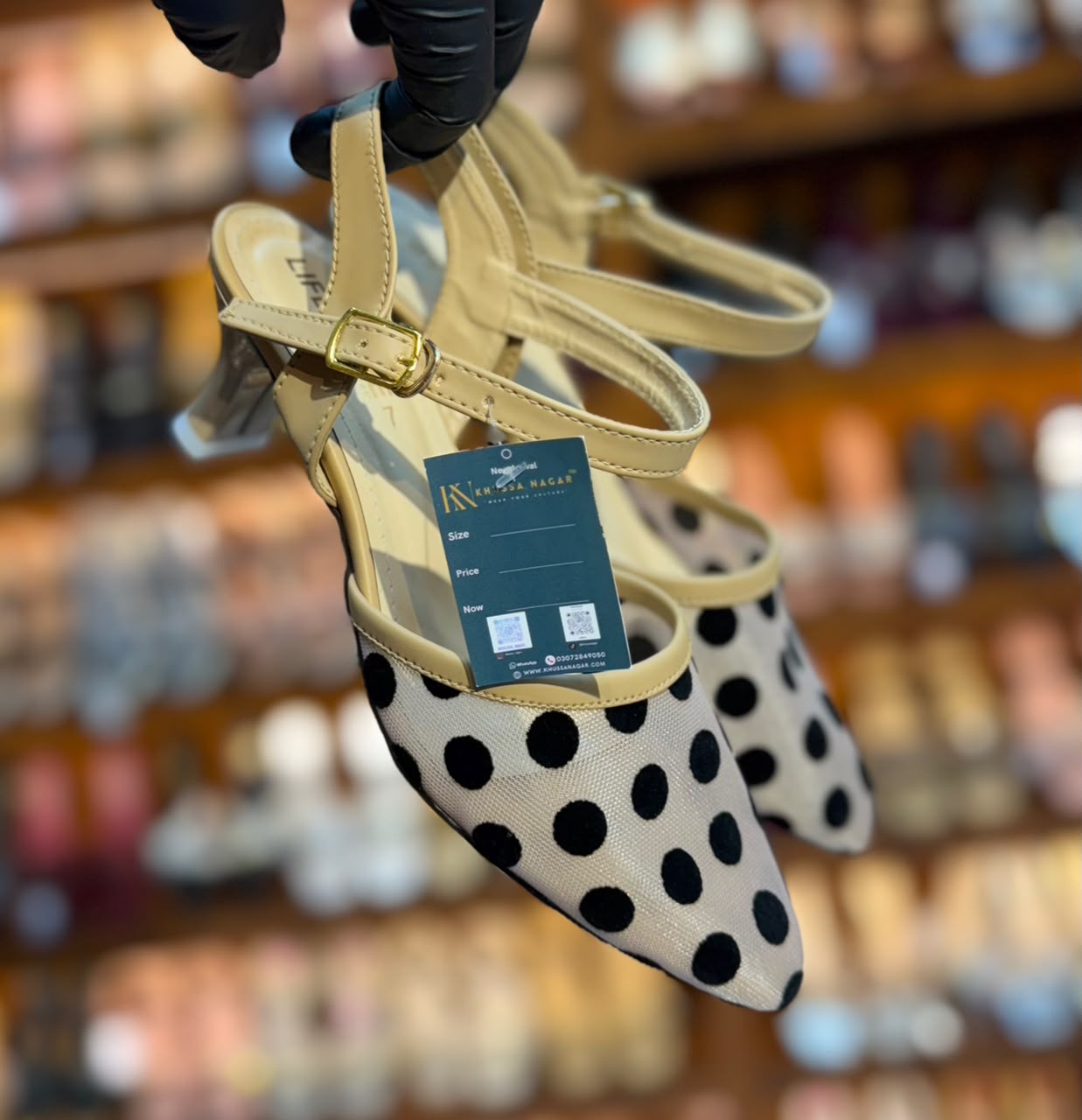 Polka Charm Slingback Heels