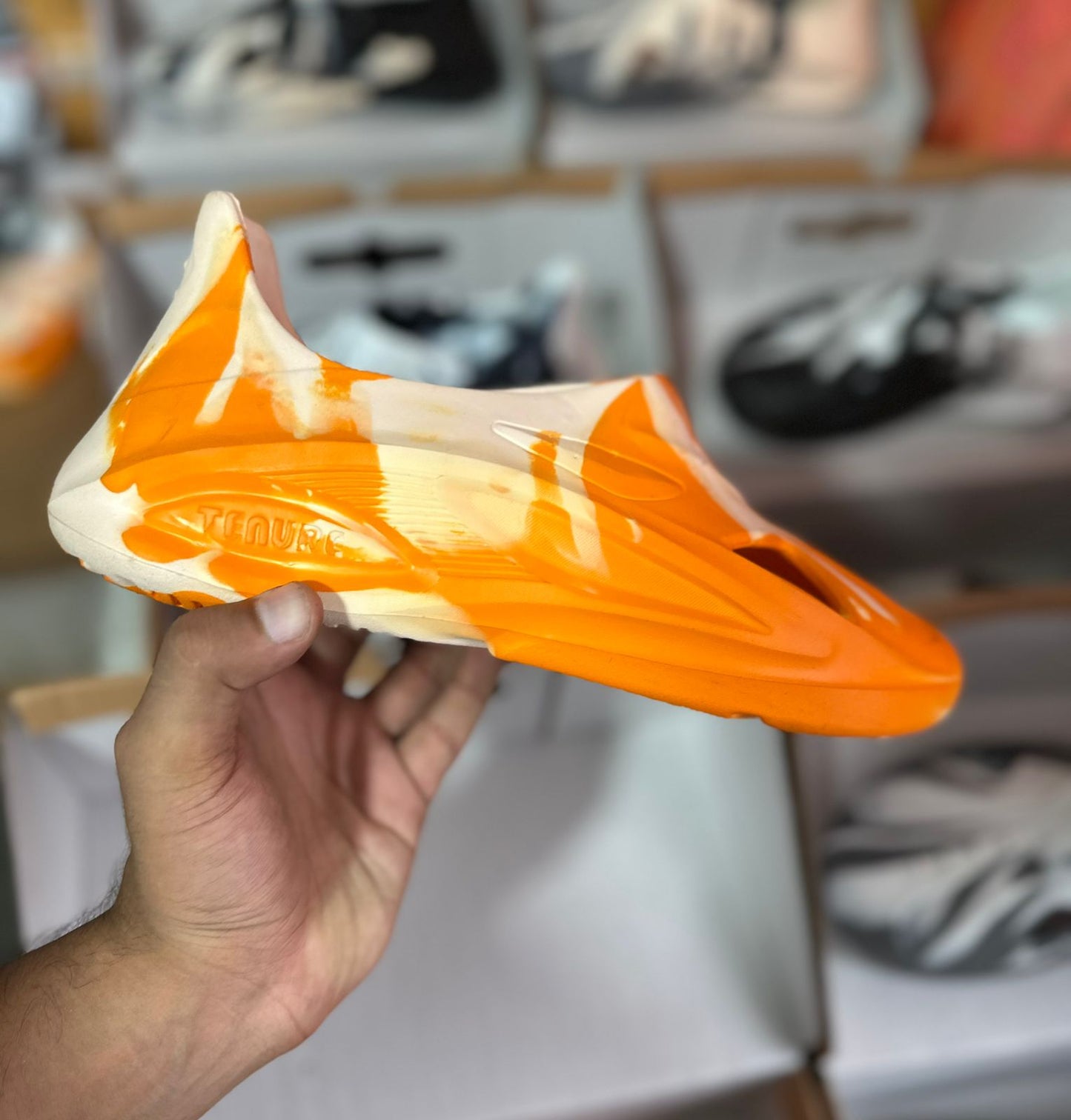 Fiery orange and cream swirl