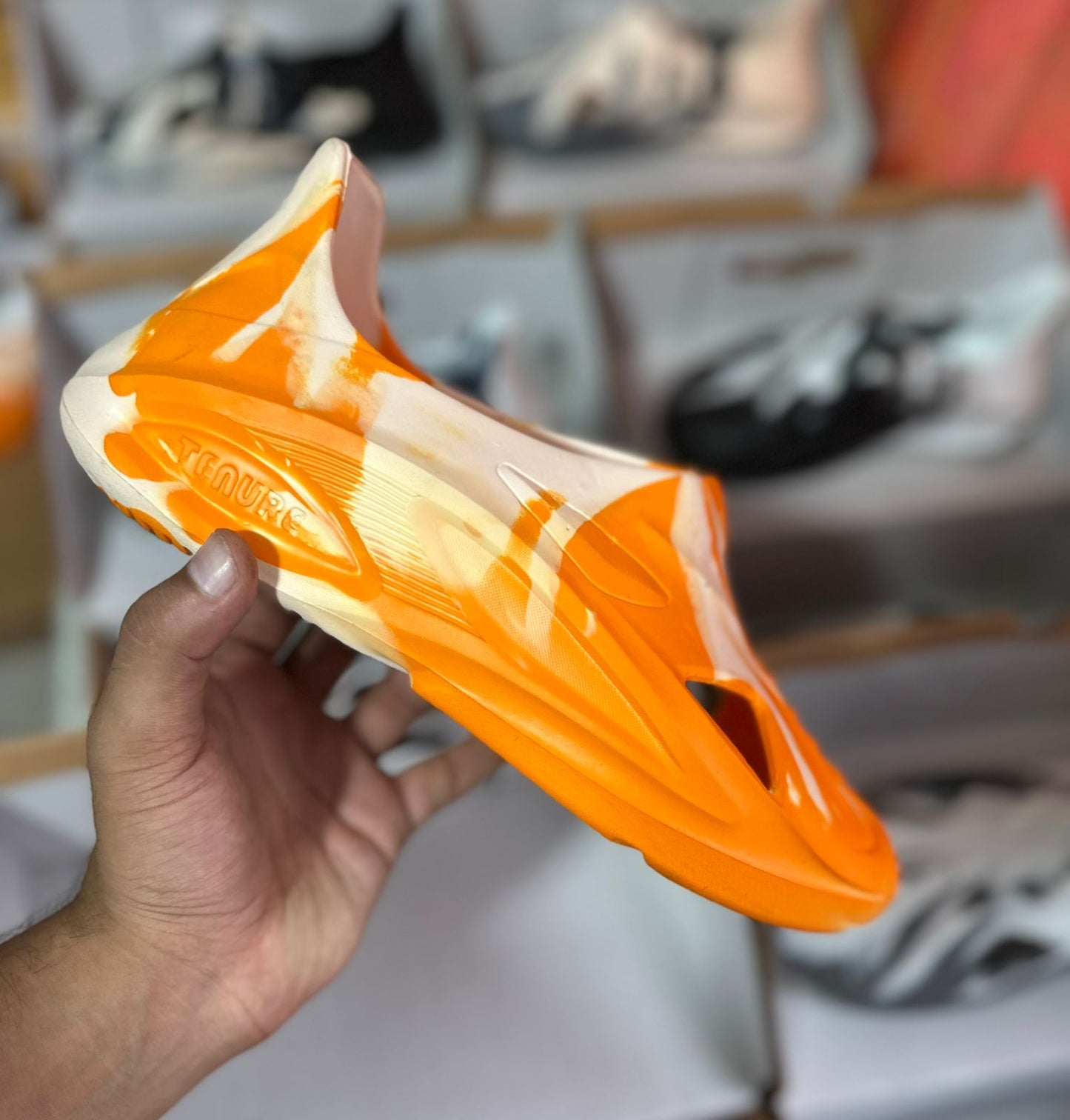 Fiery orange and cream swirl
