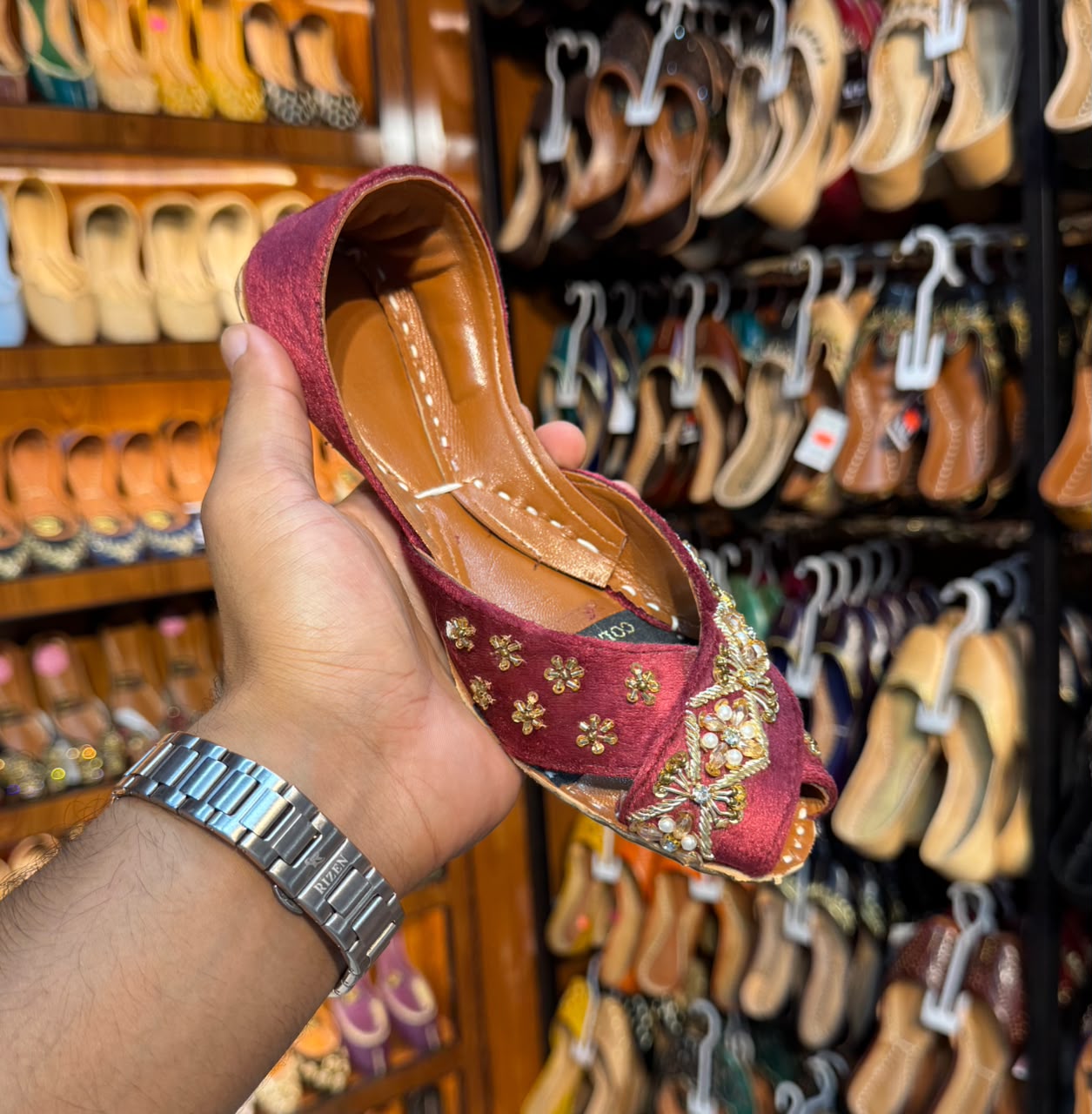 Pearl Luxe Leather Khussa